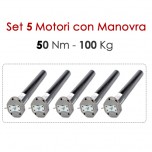 Set 5 Motori con Manovra Tende da Sole 50 Nm | 100 Kg Set 5 Motori con Manovra Tende da Sole 50 Nm | 100 Kg