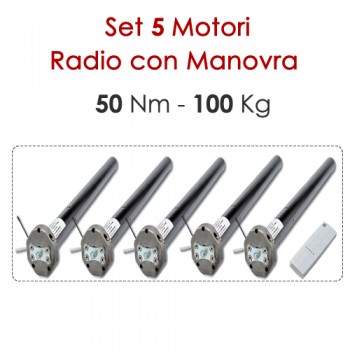 Set 5 Motori Radio con Manovra di Soccorso tende da sole – 50 Nm | 100 Kg